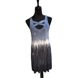 Tie-Dye Sleeveless Crisscross Back Dress With Ombre Design